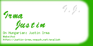 irma justin business card